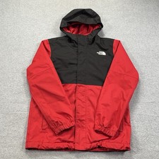 The North Face Jacket Youth M 10/12 Red Black Hooded DryVent Rain Coat