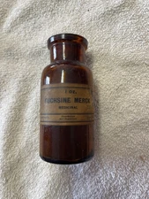 VTG MERCK AND CO FUCHSINE MERCK ANTIQUE MEDICINE BOTTLE