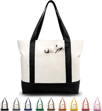 1  3  6  30 Pack Canvas Tote Bag with an External Pocket, Reusable Grocery Sh