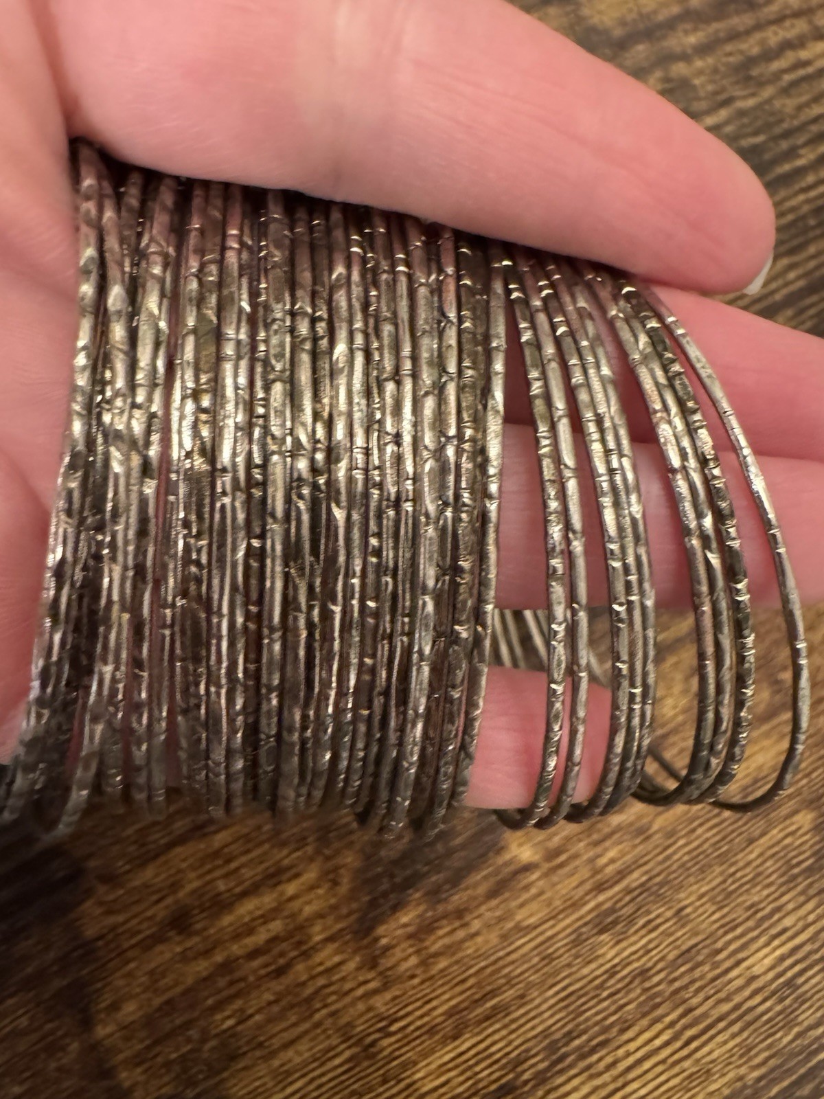 Lot of Thin Silver-Tone Stackable Bangle Bracelet… - image 2