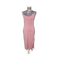 Forever 21 Pink Midi Slip Dress Spaghetti Strap Side Slit Size Large