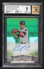 2014 Bowman Platinum Prospects Green Refractor Carlos Correa BGS 9 MINT Auto 2t7