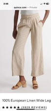 QUINCE NWT Wide Leg Pants 100% European Linen Waist Pull On Driftwood XL