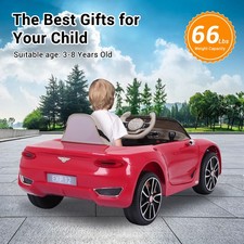 12V Electric Kids Ride On Car Bentley Licensed Battery Power Remote Control Red