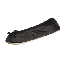 isotoner Women's Classic Stretch Satin Ballerina Slippers 9.5-10.5, Black