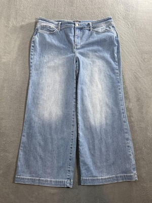 #ad #ad NYDJ Jeans Womens 14 Light Wash Wide Leg Cropped Lift Tuck Tech Clean Brookes $33.99