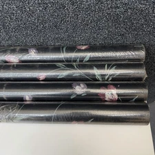 4 Rolls Warner Pre-Pasted Vinyl Wallpaper EBY4046 Floral Black 27in x 9yd
