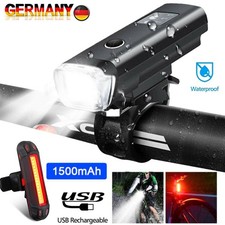 USB Fahrrad Licht Set Beleuchtung Set 1000 LUX Scheinwerfer Rücklicht LED Lampe 