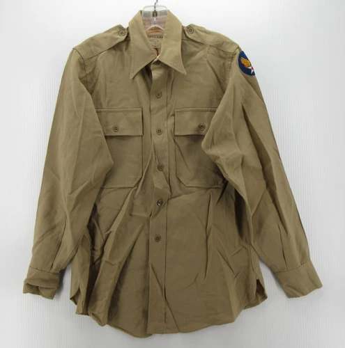 VTG WWII US Army Shirt Medium Brown Air Force USAAF Uniform Wool Military 1940s*