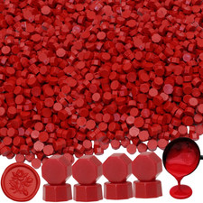 600pcs Red Wax Seal Beads, Premium Sealing Wax Beads for Stamp Seals, Octagon W