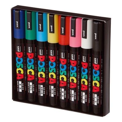 Acrylic Paint Marker Set, 8 Colors with Medium Size Tips, PC5M8C, Multicolor