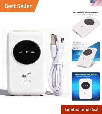 300Mbps 4G Portable USB Modem - Unlocked Mobile Hotspot with 3200mAh Battery