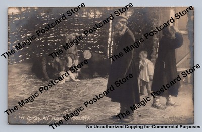 Russian Peasant Life Painting ''The Recent Past'' RPPC Judaica Pogrom? Orlov 1910s