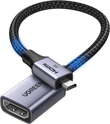 UGREEN 8K Micro HDMI auf HDMI 2.1 Adapter, 8K@60Hz, 4K/2K/1080P@240Hz, (25cm)