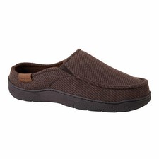 Dearfoams Mens Size Medium 9-10 Memory Foam Slippers, Coffee Brown 