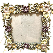 Decorative 4" x 4" Floral Crystal Embellished Photo Frame Elegant Flower Design