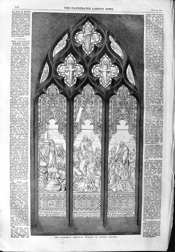 Original Old Antique Print 1859 Laughton Memorial Window Boston Church 19th