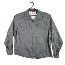 Mens Wrangler Gray Shirt Button Up Long Sleeve Cotton Blend Front Pockets XL