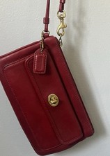 Vintage Coach Legacy Classic Red Turn-Lock Leather Wristlet Wallet Clutch W/ Tag
