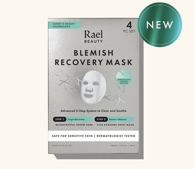Rael Blemish Recovery Sheet Mask Hydrating Sensitive Skin 4 Sheets 3.51 fl oz