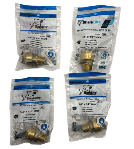 SharkBite 3/4" x 1/2" MNPT Male Adapter U138LFZ Lot of 4 New