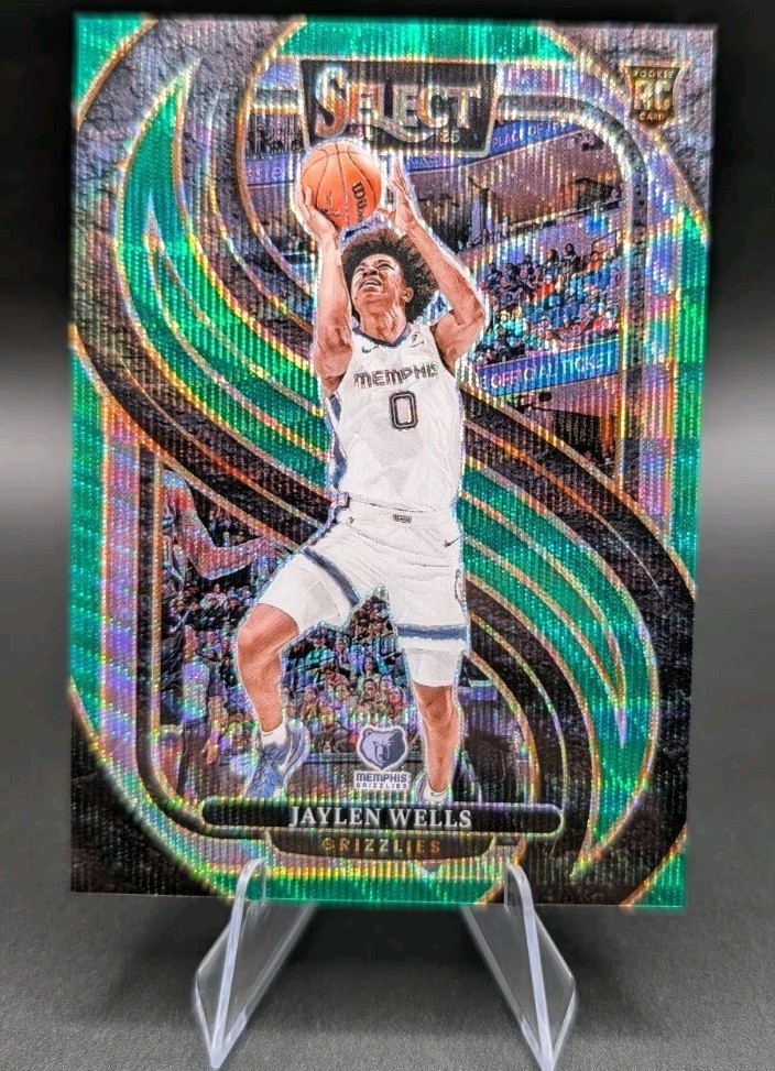 2024-25 Select - Premier Level Jaylen Wells /50  Green Wave Prizm Rookie RC
