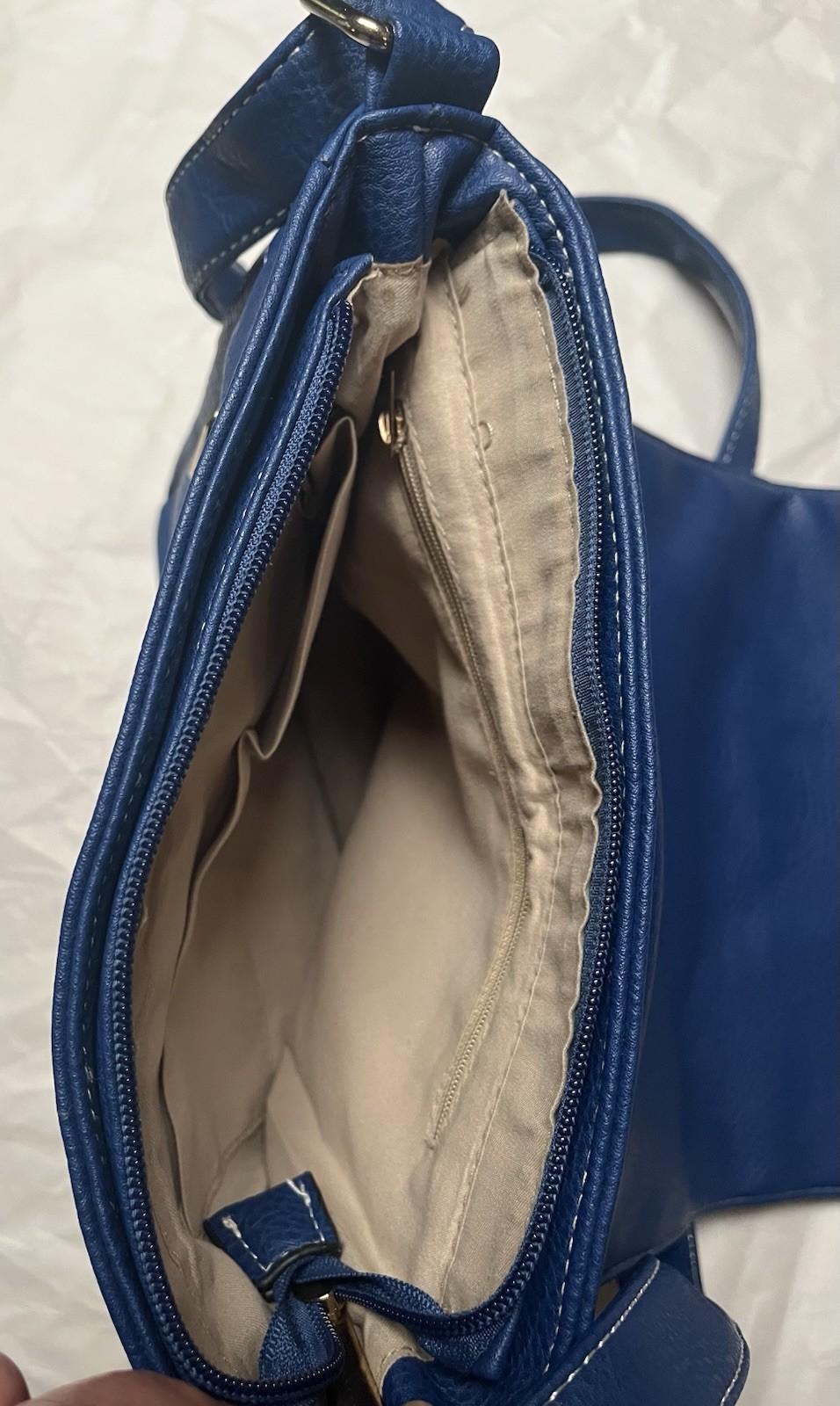 Colorful Patchwork PU Leather Blue Crossbody Mess… - image 13