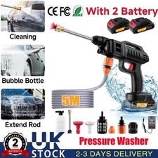 2 Battery Cordless Car High Pressure Washer Jet Wash Cleaner Gun Portable UK