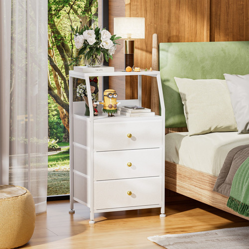 White Dresser with 3/4/5 Drawers, Vertical Storage Tower