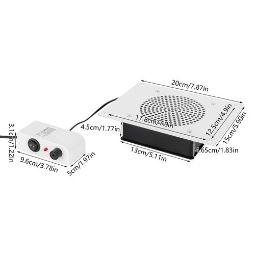 110V White Table Embedded Nail Vacuum Cleaner Desktop Nail Dust Collector