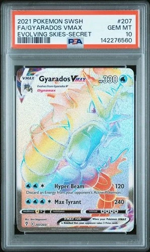 PSA 10 GYARADOS VMAX 207 EVOLVING SKIES SECRET RAINBOW SWORD & SHIELD POKEMON BM