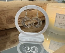 Mystic Silver Cat Moon Earrings - Cat On Crescent Moon Earrings