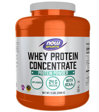 NOW Foods Whey Protein Concentrate Unflavored 5 lb, 24g Protein with BCAAs 12.60 per gallon