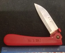 Asian Pruning Knife, Red Plastic Handles 