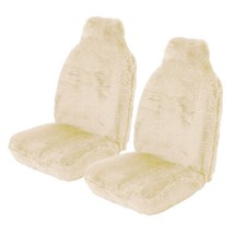 SHEEPSKIN SHERPA CAR SEAT COVERS FAUX FUR Front Seats Pair FITS MOST CARS