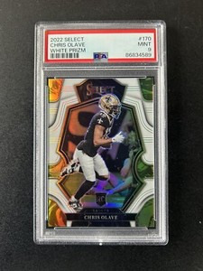 2022 Panini Select CHRIS OLAVE Rookie Premier White Prizm RC /35 PSA 9 Saints