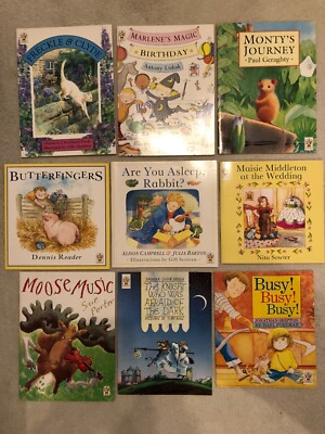 9 book bundle Butterfingers, Moose Music, Freckle, Knight afraid of dark RARE 3+