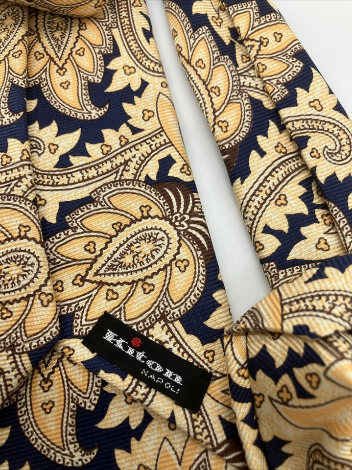 "KITON NAPOLI SIETE PLIEGUES HECHO EN ITALIA PAISLEY CORBATA SEDA 60"" X 4""" Foto 4 de 4