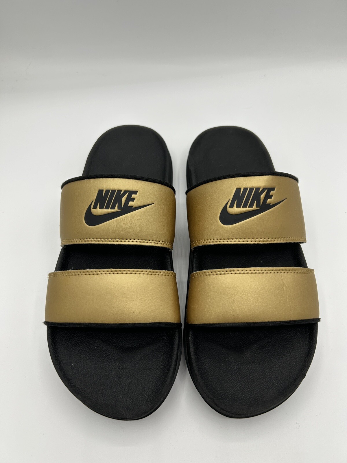 PANTOFOLA D’ORO Sandali Nike ragazzo nero oro slides swoosh impermeabili gomma giovani taglia 8