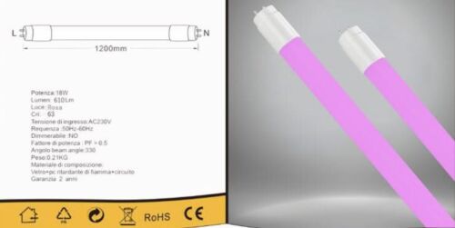 TUBO NEON LED COLORATO T8 60/120/150 CM 9W /18W / 22W VERDE ROSSO BLU SENZA SUP - Imagen 4 de 4