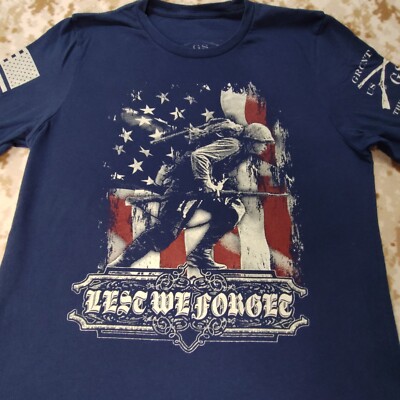 Grunt Style Tshirt Men's M Lest We Forget 100% Cotton This We'll Defend Veteran