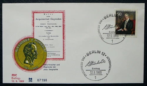 Germany Berlin FDC 1969 - Alexander Freiherr von Humboldt - Naturalist.