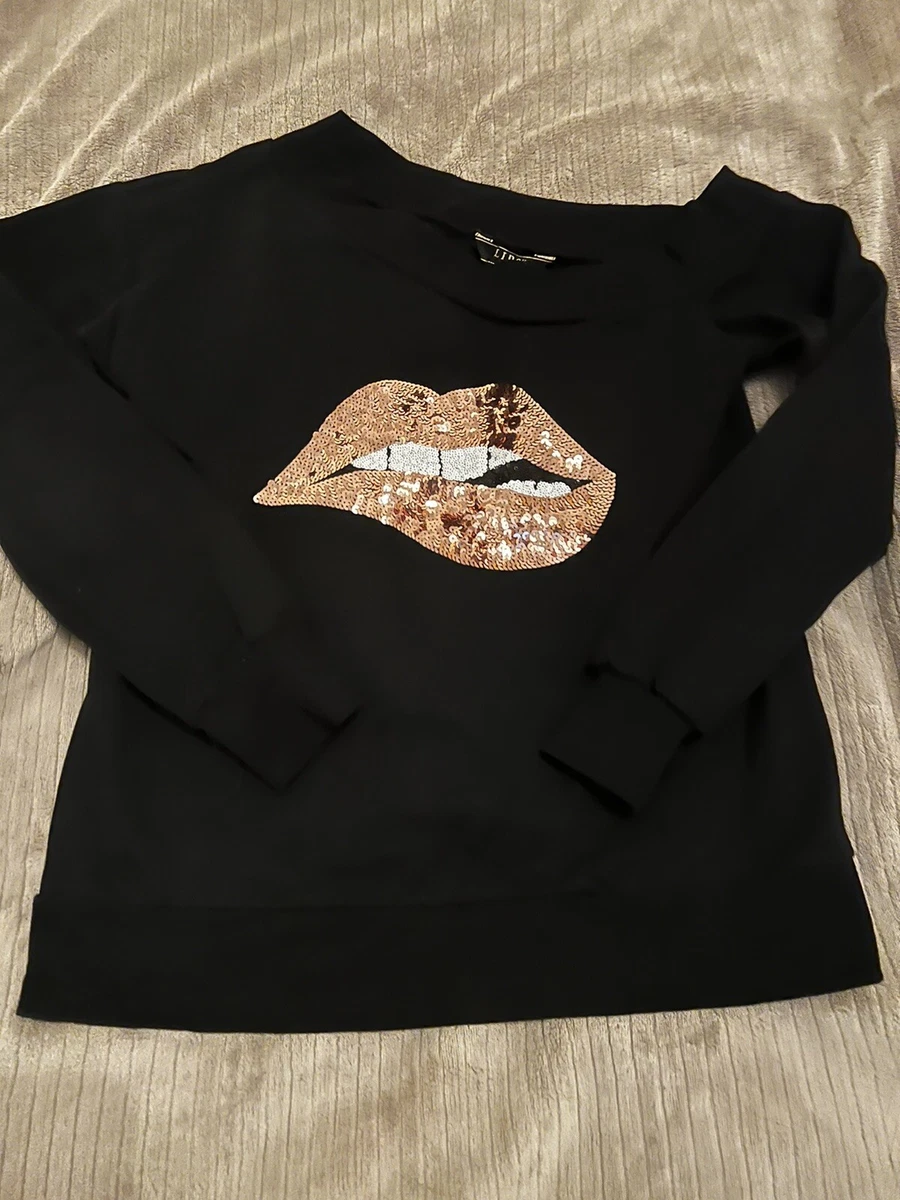 Ladies Lipsy Jumper Sparkle Deco Gold white Black. Size M. Very Good Condition