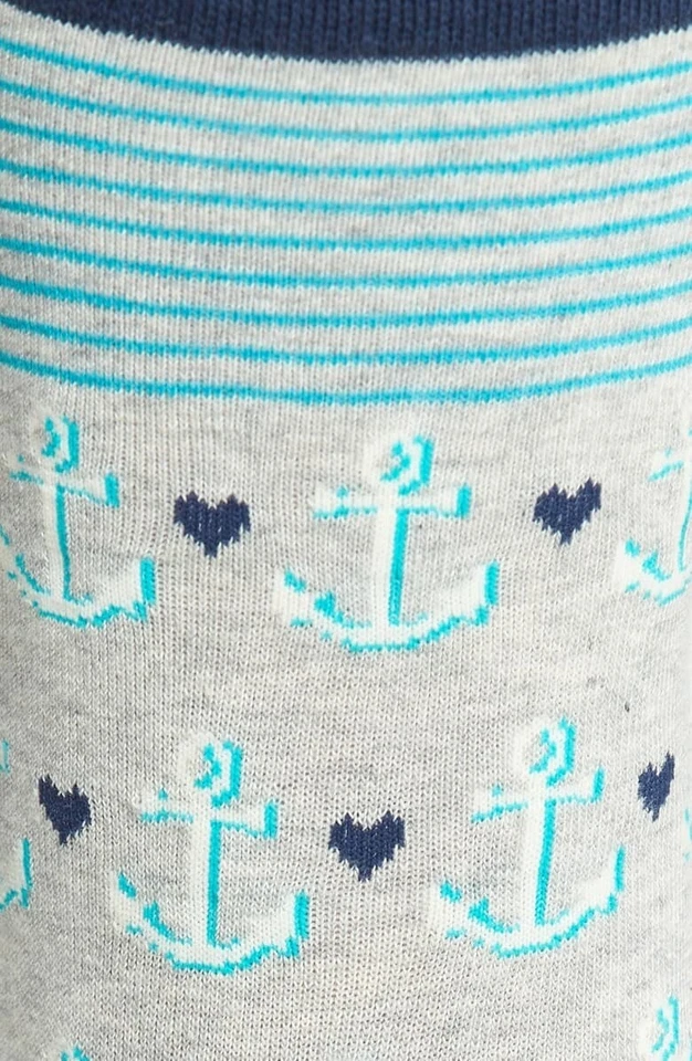 Hot Sox 165178 Mujer Gris Azul Anclas Y Corazones Estampado Crew Calcetines Talla 9-11 Foto 4 de 4