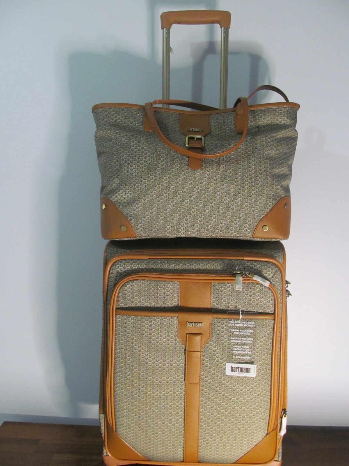 Hartmann Luggage Set. Tan Luxe Carry On, Check In, & Travel Valise, TSA