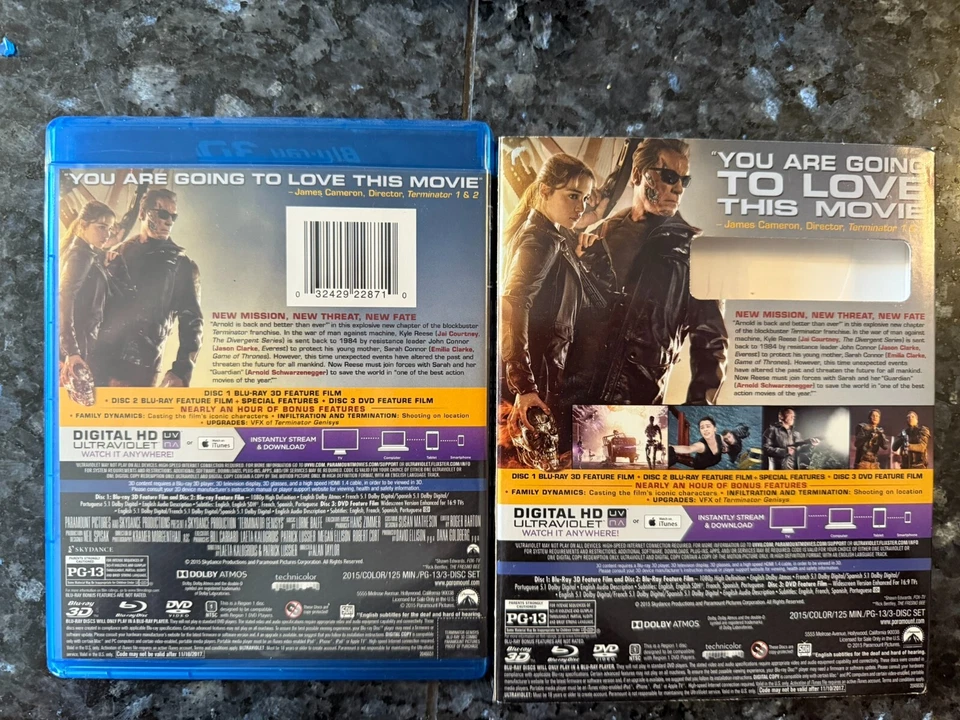 Terminator Genisys (Blu-ray 3D, 2015) w/ Blu-ray & DVD Slipcover - VERY GOOD - Image 2 of 4