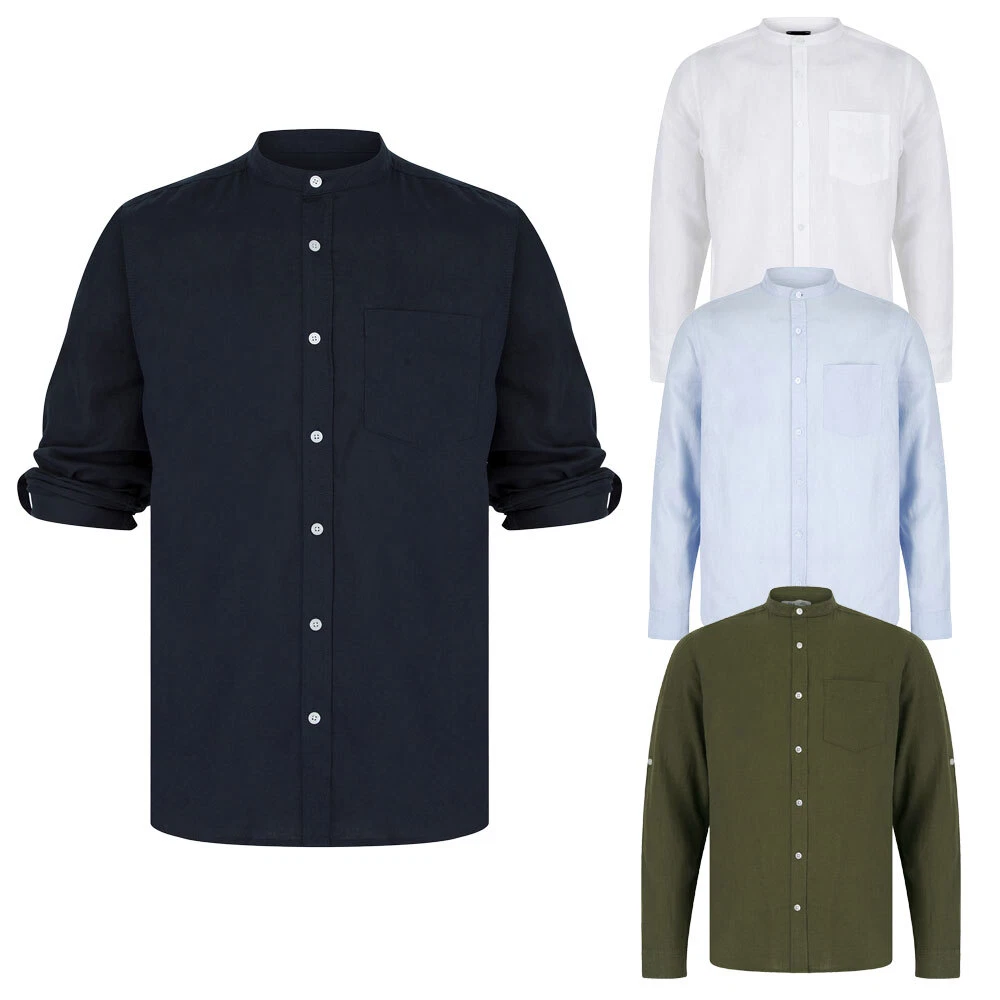Tokyo Laundry Linen Shirt Men's Grandad Collar Long Sleeve Cotton Collarless Top
Opens in a new wind