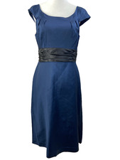 Adrianna Papell Dress Womens Size Medium 8 Blue Satin Cocktail Party Wedding