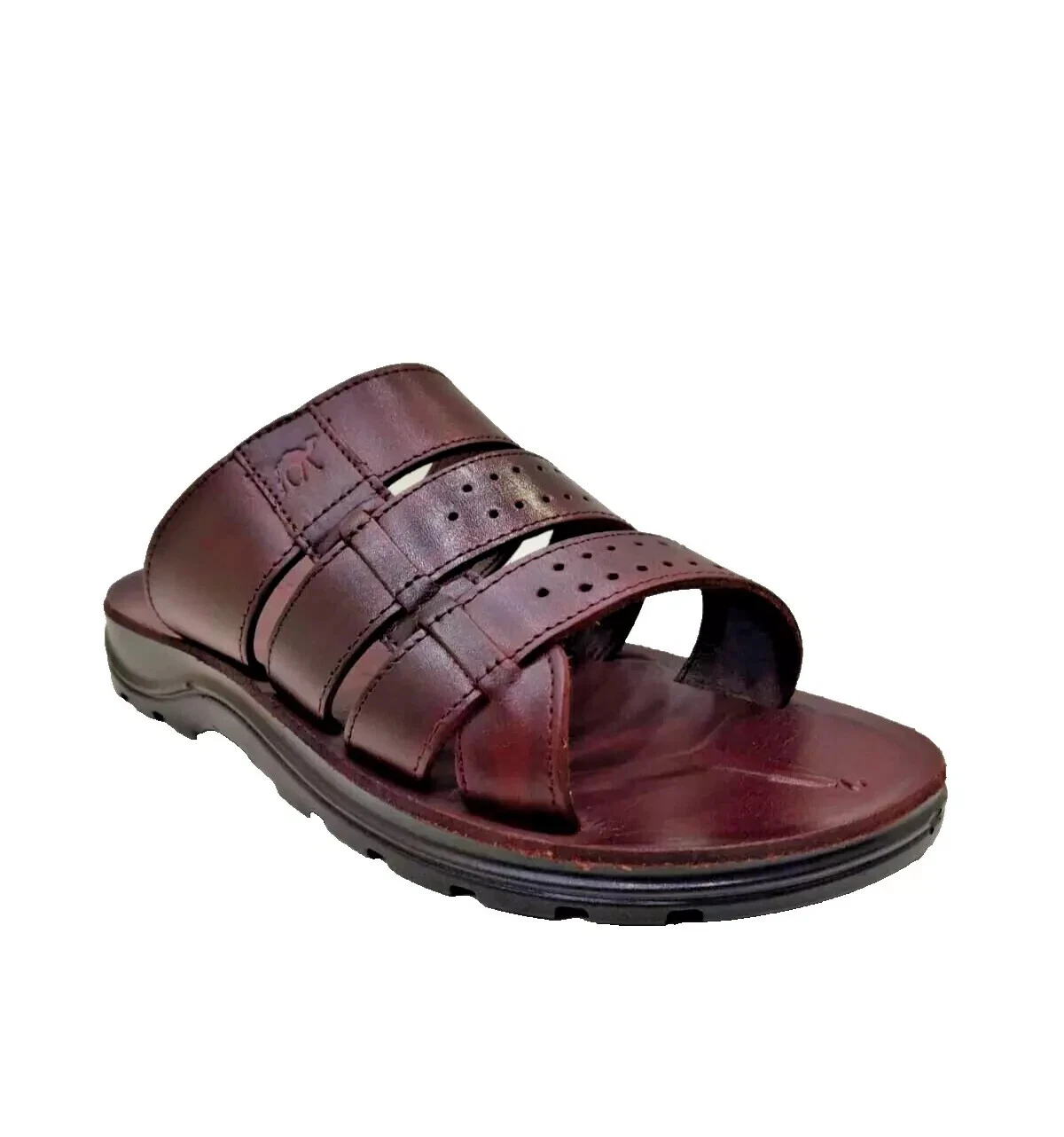 Natural Leather Slide Open Toe Sandals for Men – Handmade Holy Land