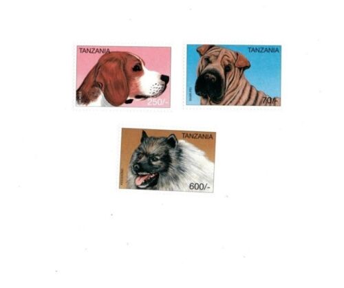 Tansania 1996 - Hunderassen, Beagle, Shar Pei - 3er Set Briefmarken - neuwertig - Bild 1 von 1